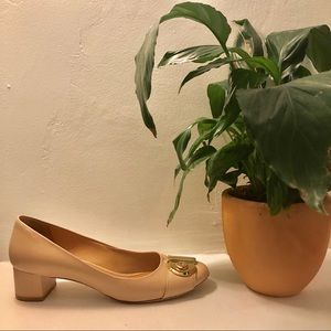 Classic Ferragamo Fiamma Pump in Beige